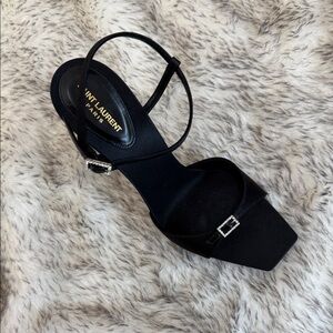 Saint Laurent Black Ankle Strap 4inch Heels